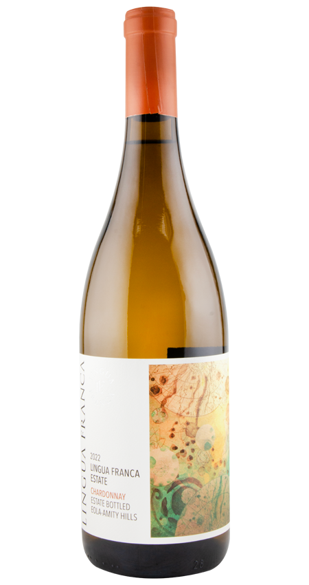 Wine bottle with a label on a white background