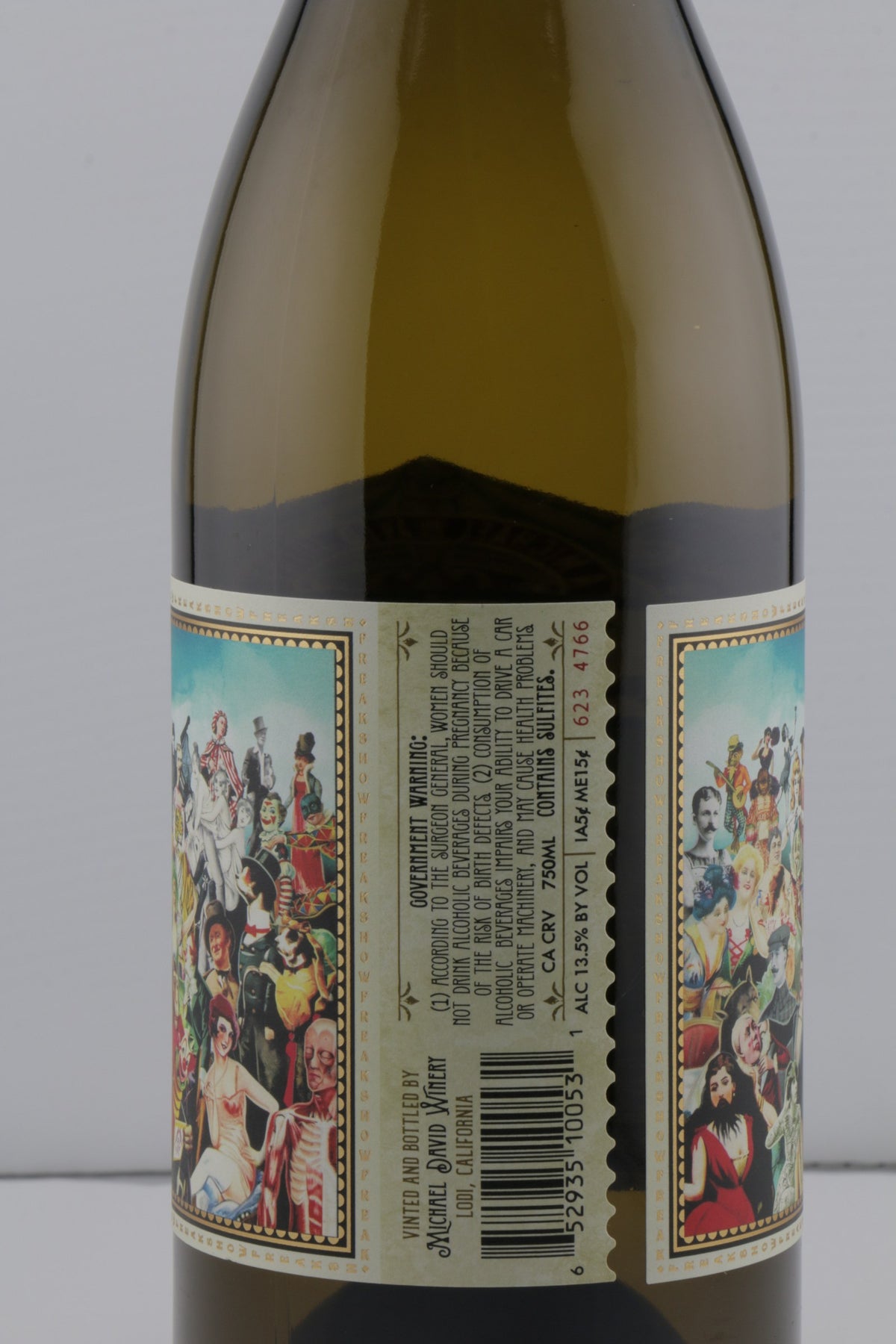 Michael David Freakshow Chardonnay 2023 back label