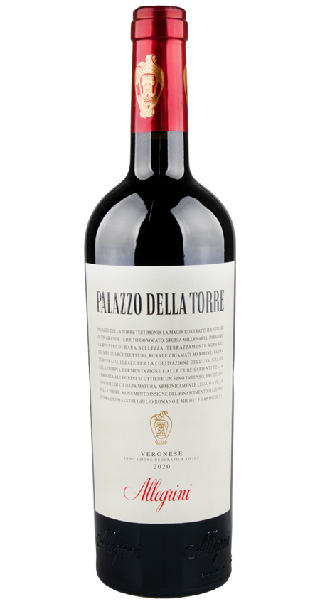 A bottle of Allegrini Palazzo della Torre 2020 red blend wine
