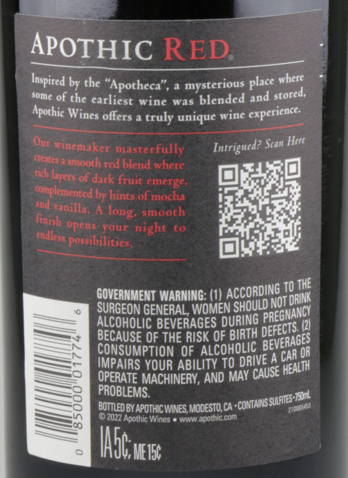 Apothic Red Blend 2021.
