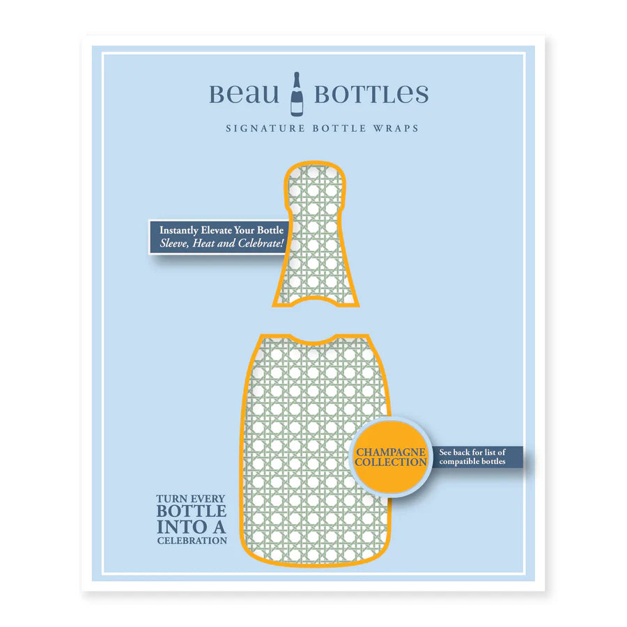 Wrap A Bottle with Beau Bottles bottle wraps on a light blue background