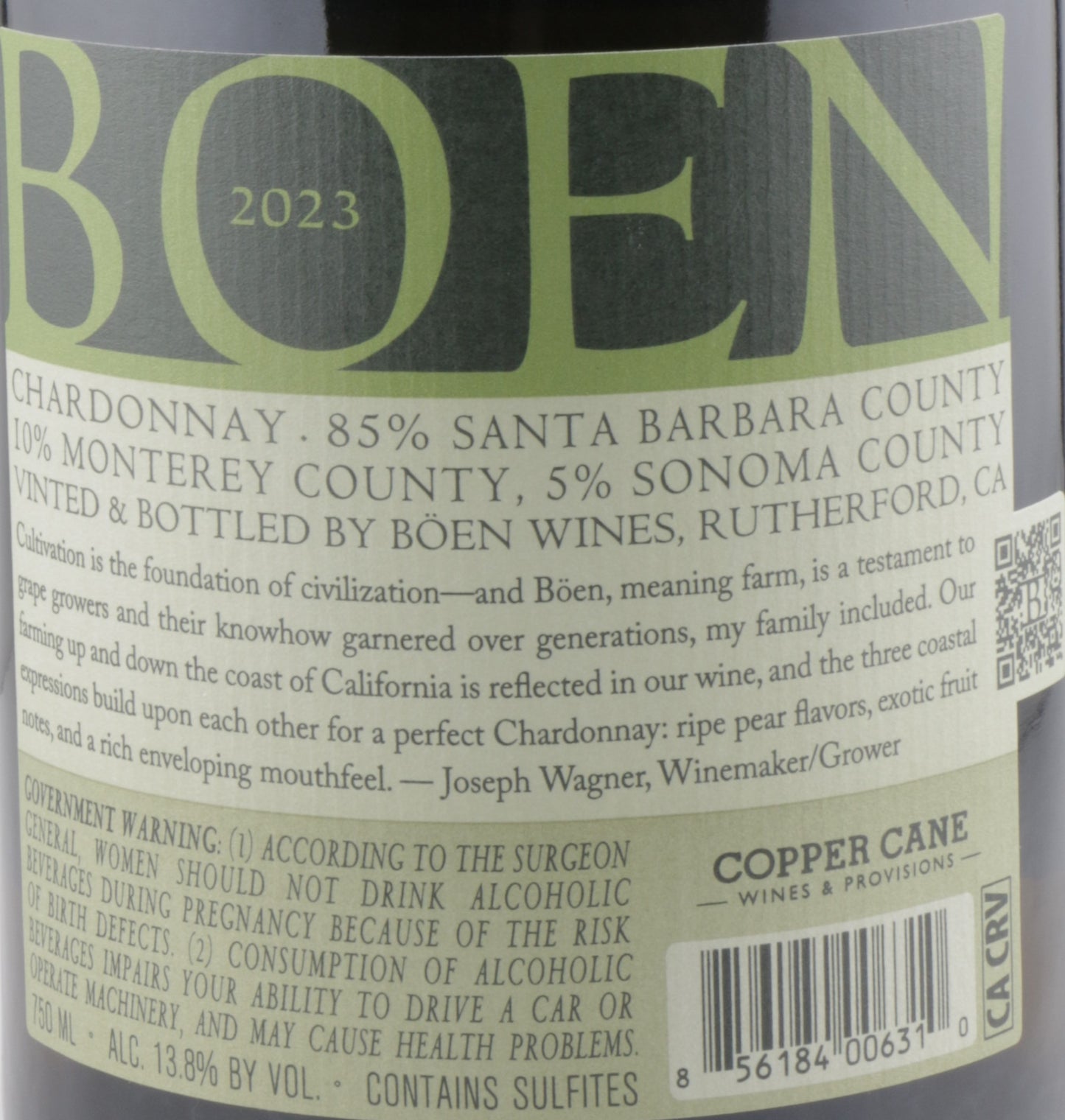 Böen Chardonnay 2023 – Rich, California-Grown Chardonnay with Signature Wagner Style