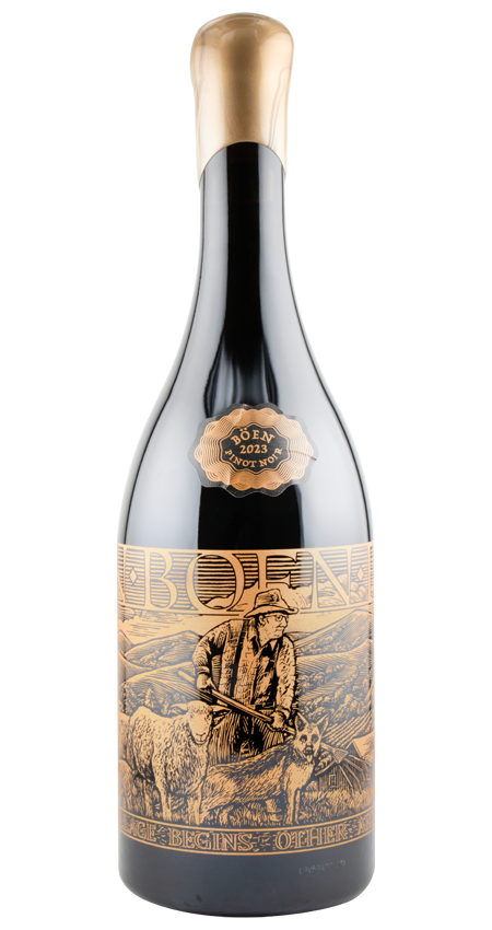 Bottle of Boen Reserve Santa Maria Pinot Noir 2023 – Premium California red wine with elegant label and deep ruby hue