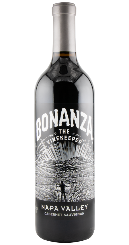 Wine bottle with 'Bonanza The Vinekeeper' label on a white background