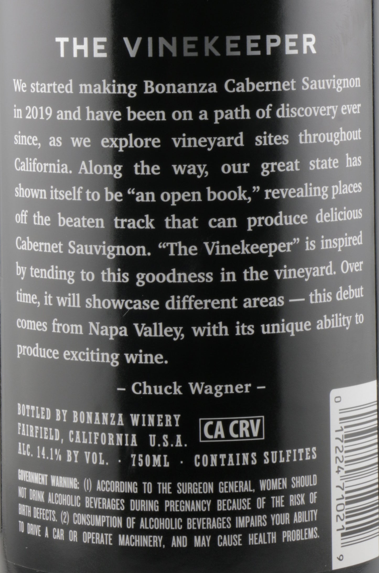 Bonanza Lot 1 The Vinekeeper Cabernet Sauvignon Napa Valley