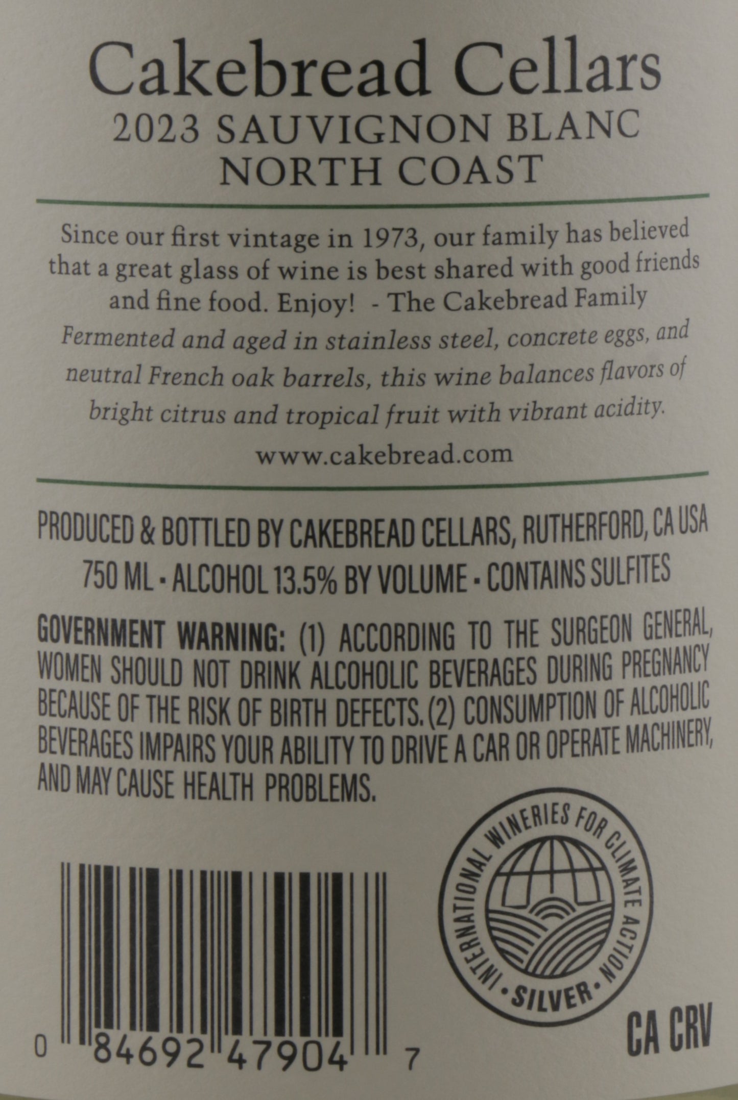 Cakebread Sauvignon Blanc 2023 | North Coast White Wine