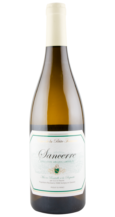 Wine bottle labeled 'Sancerre' on a white background