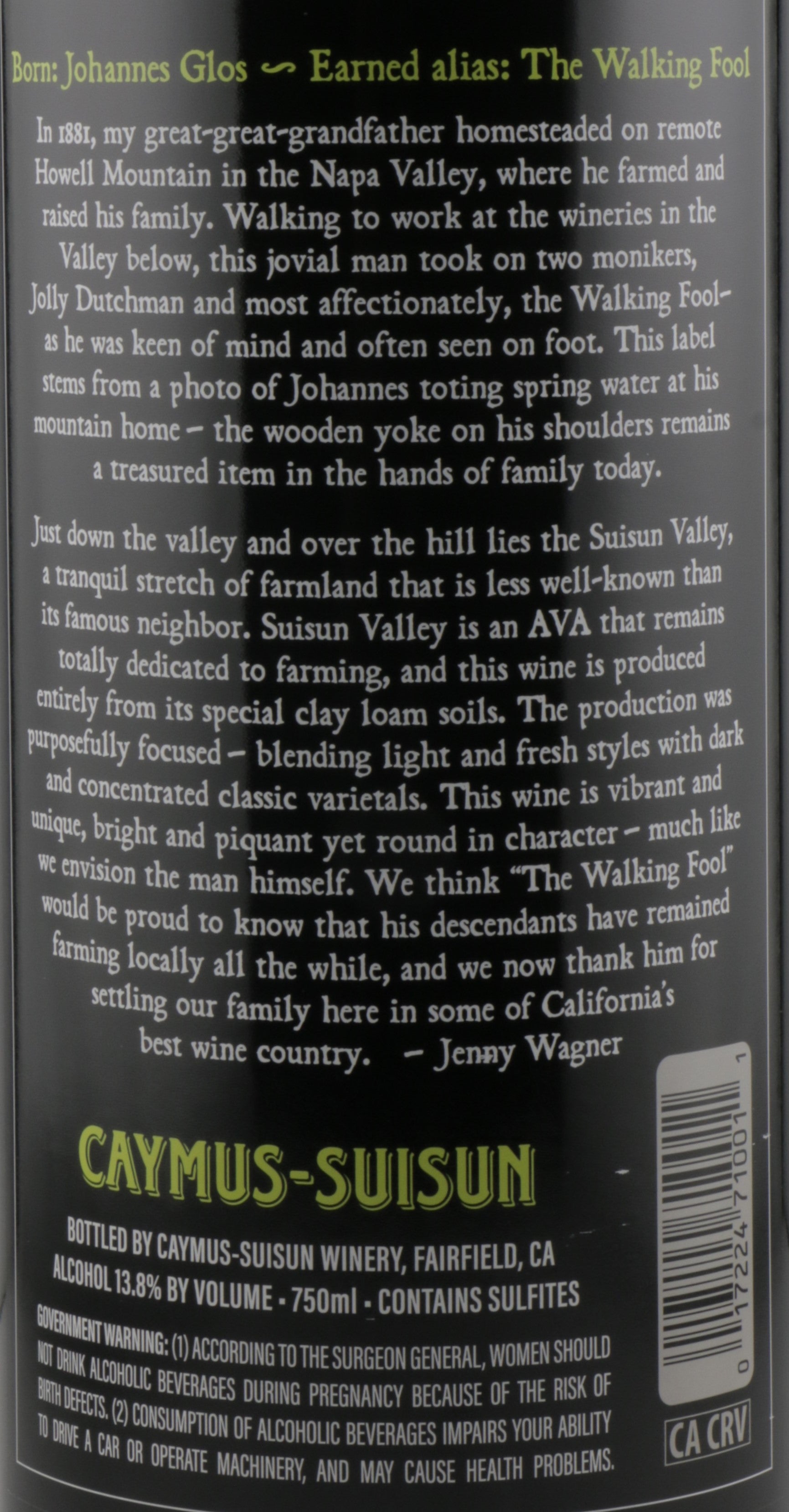 Caymus-Suisun "The Walking Fool" Red Blend 2023.