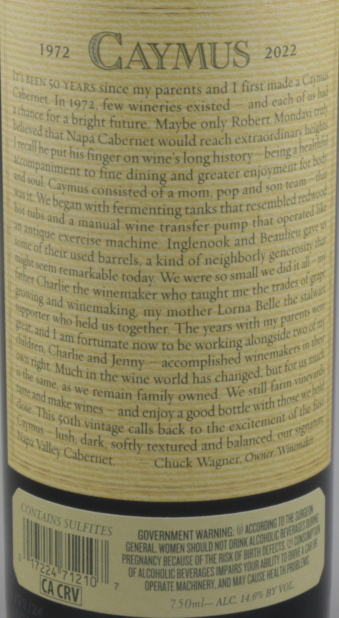 Bottle of Caymus Cabernet Sauvignon 2022 showcasing rich flavor and vintage quality