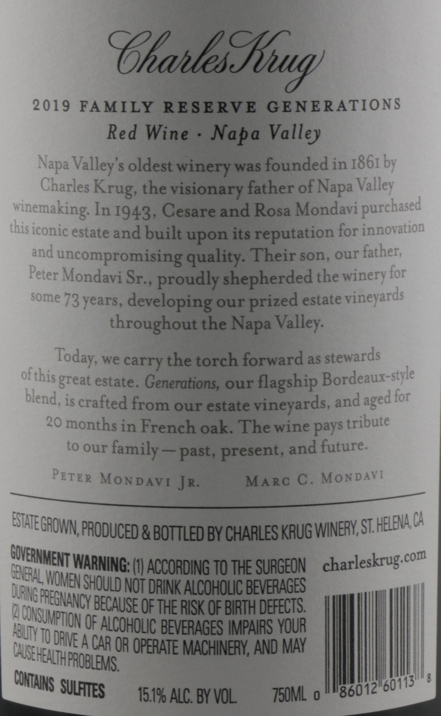 Charles Krug Generations 2019 – Napa Valley Red Blend for Collectors