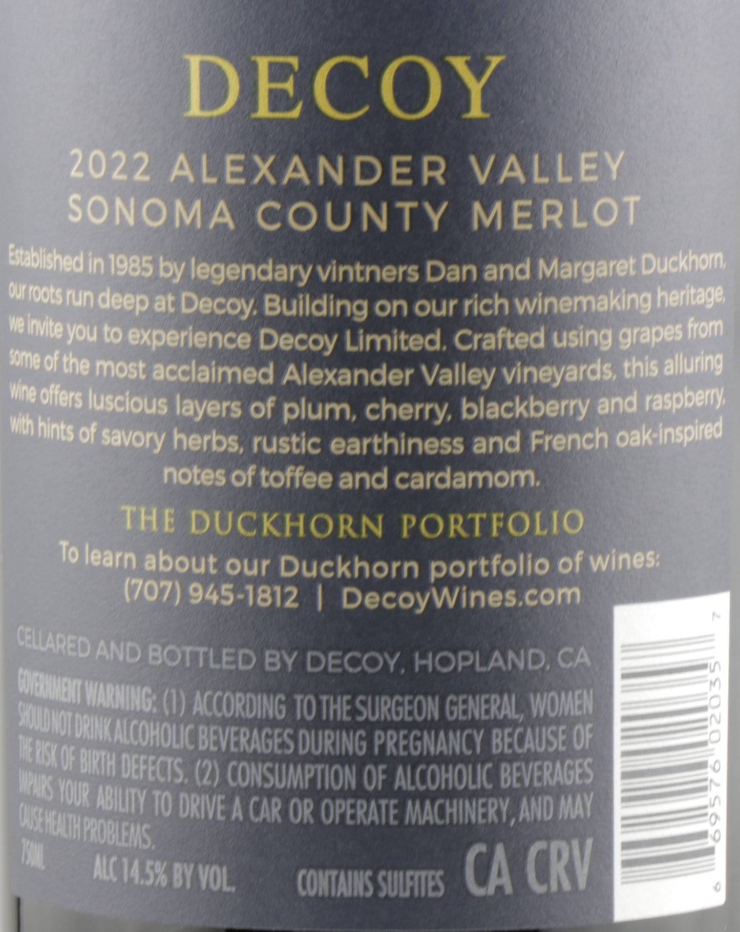 Decoy Wines Limited Alexander Valley Merlot 2022