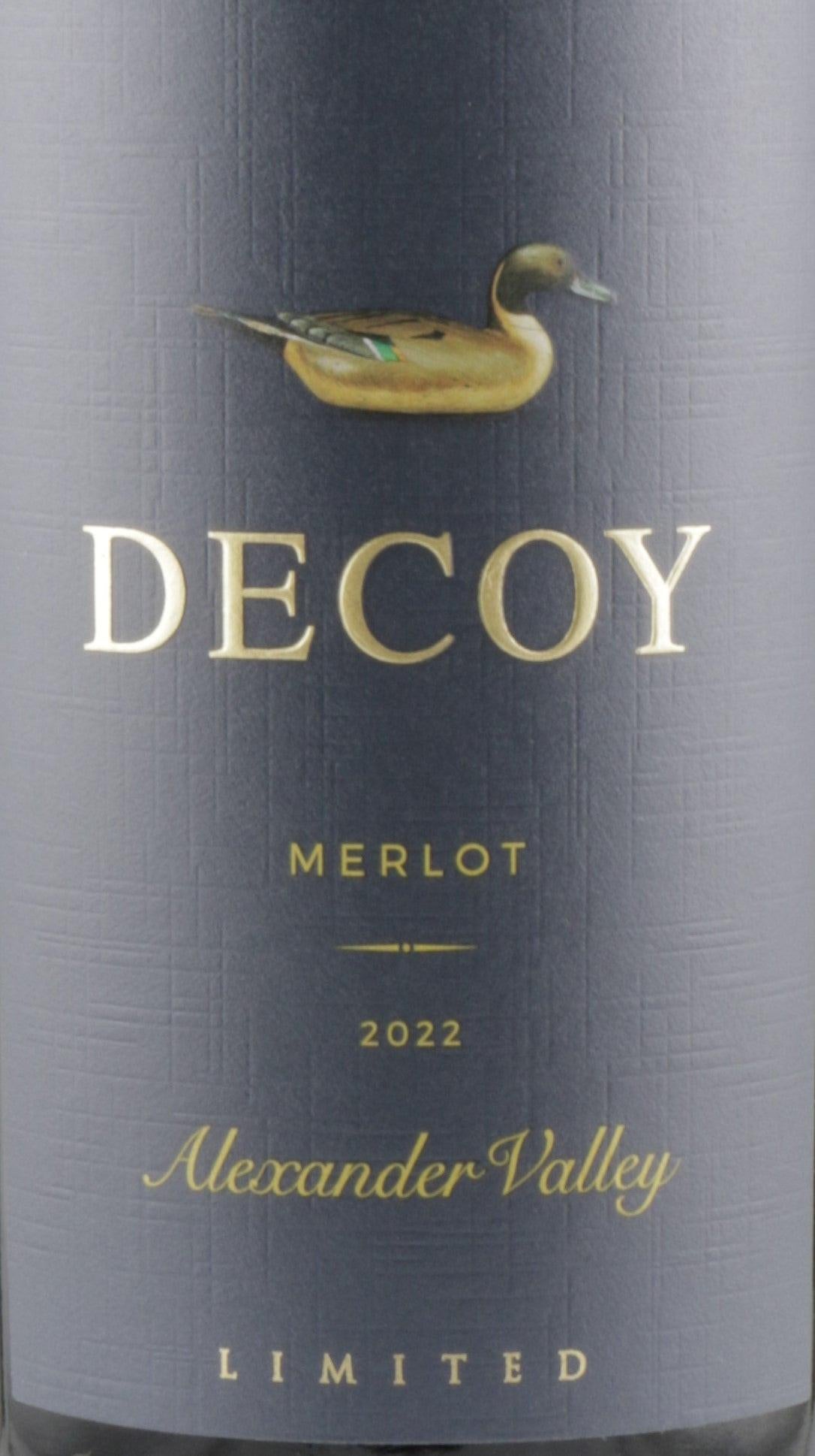Decoy Merlot Alexander Valley 2022 bottle showcasing rich red wine from Sonoma County vineyards