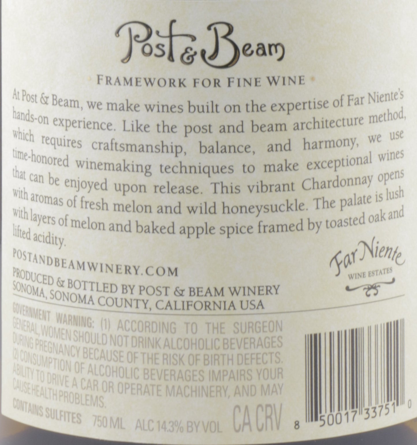 Far Niente Post & Beam Chardonnay 2023 | Napa Valley White Wine