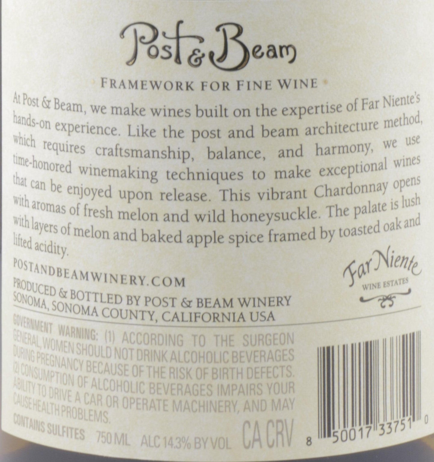 Far Niente Post & Beam Chardonnay 2023 | Napa Valley White Wine.