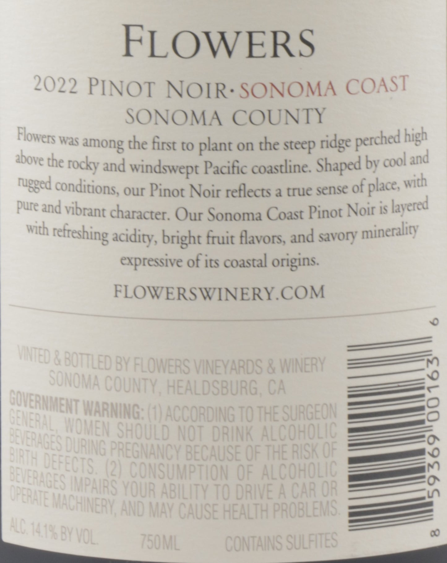 Flowers Vineyard & Winery Sonoma Coast Pinot Noir 2022