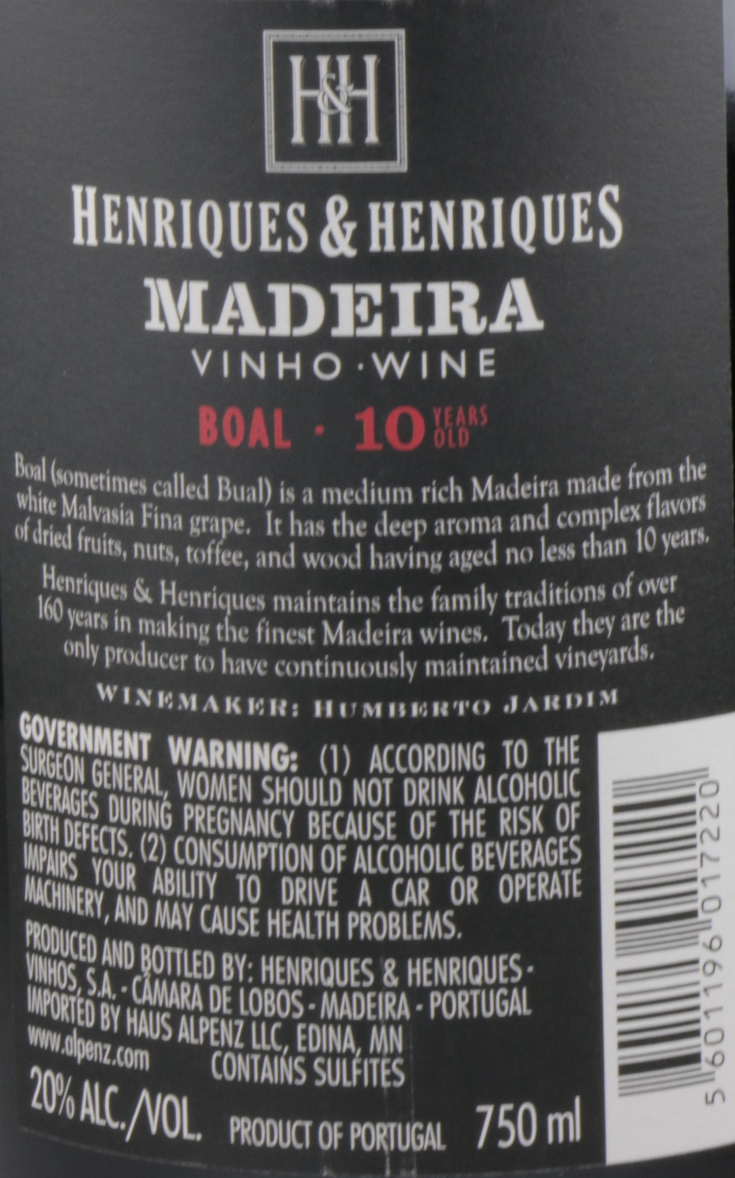 Henriques and Henriques Boal 10 Year Old Madeira