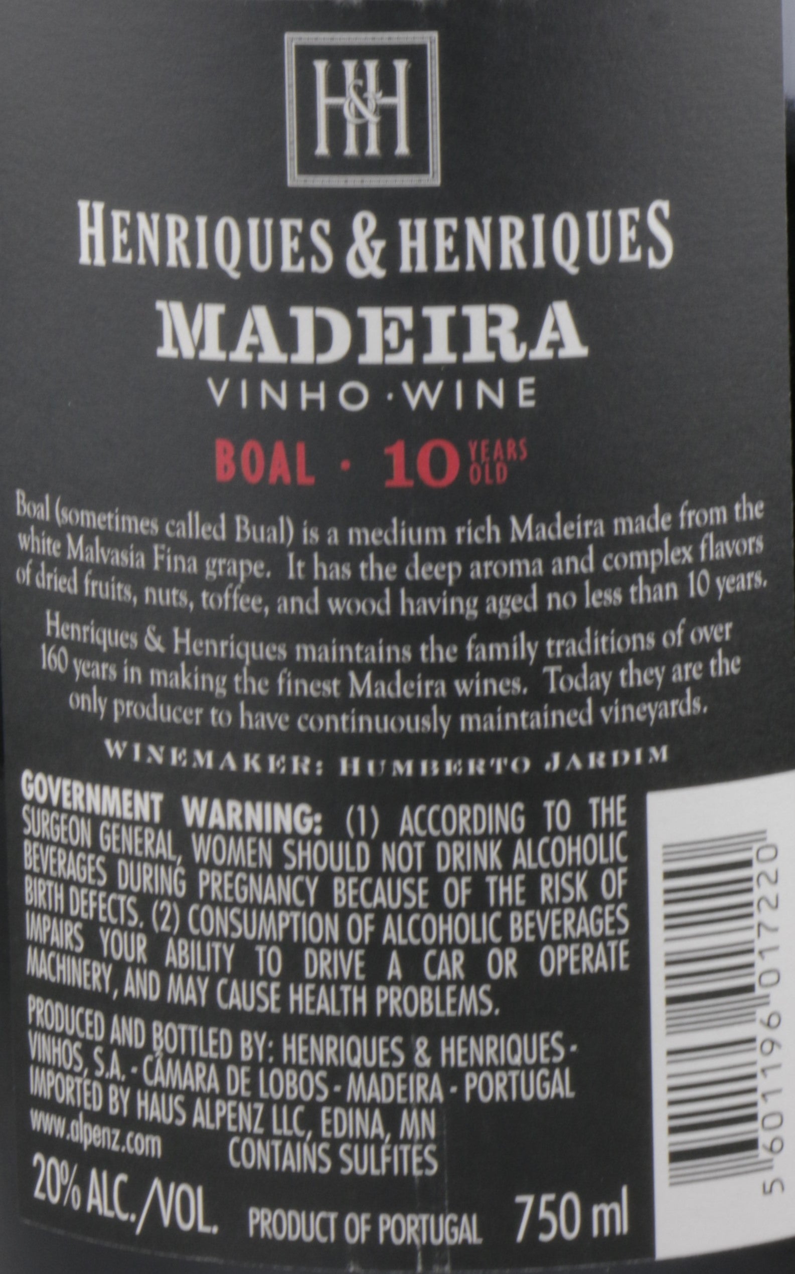 Henriques and Henriques Boal 10 Year Old Madeira.