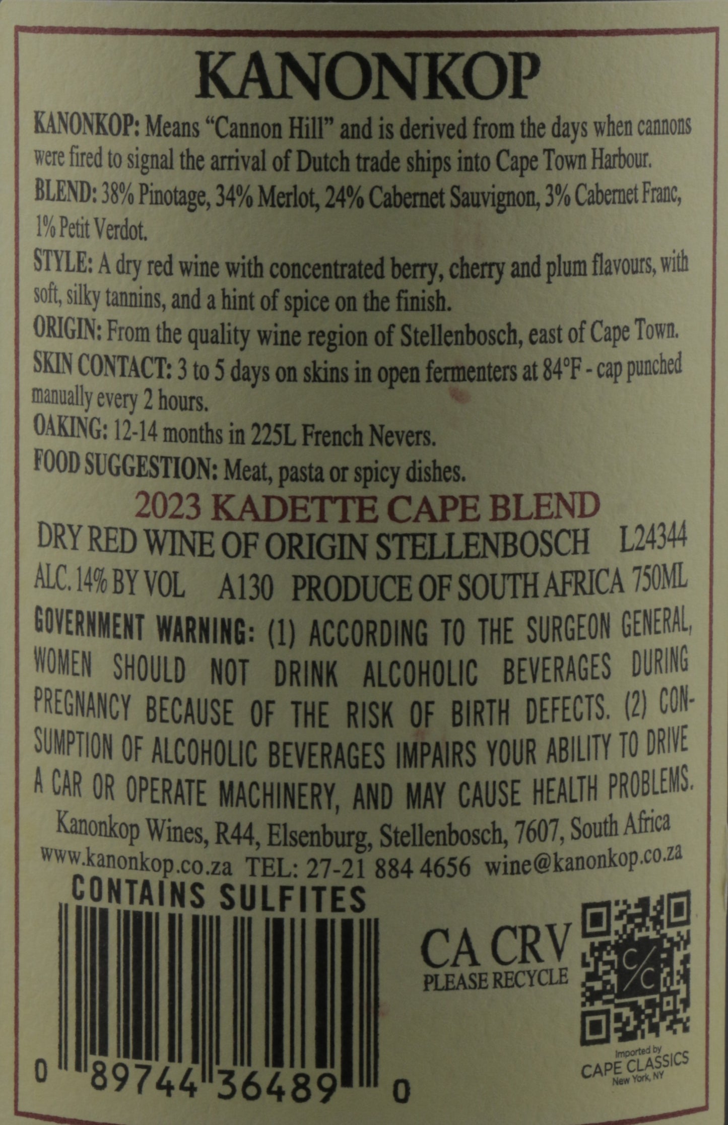 Kanonkop Kadette Cape Blend 2023