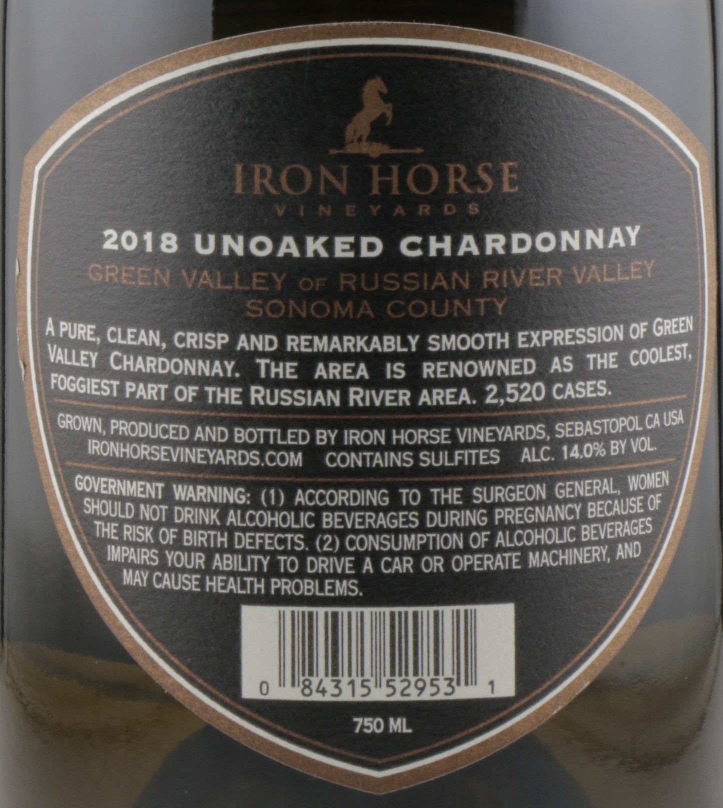 Iron Horse Unoaked Chardonnay 2018 | Crisp Sonoma White Wine