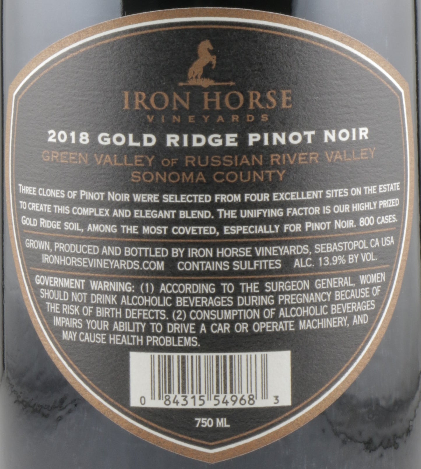 Iron Horse Gold Ridge Pinot Noir 2018 | Elegant Sonoma Red Wine