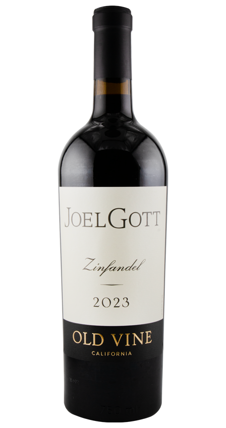 Joel Gott Zinfandel wine bottle on a white background