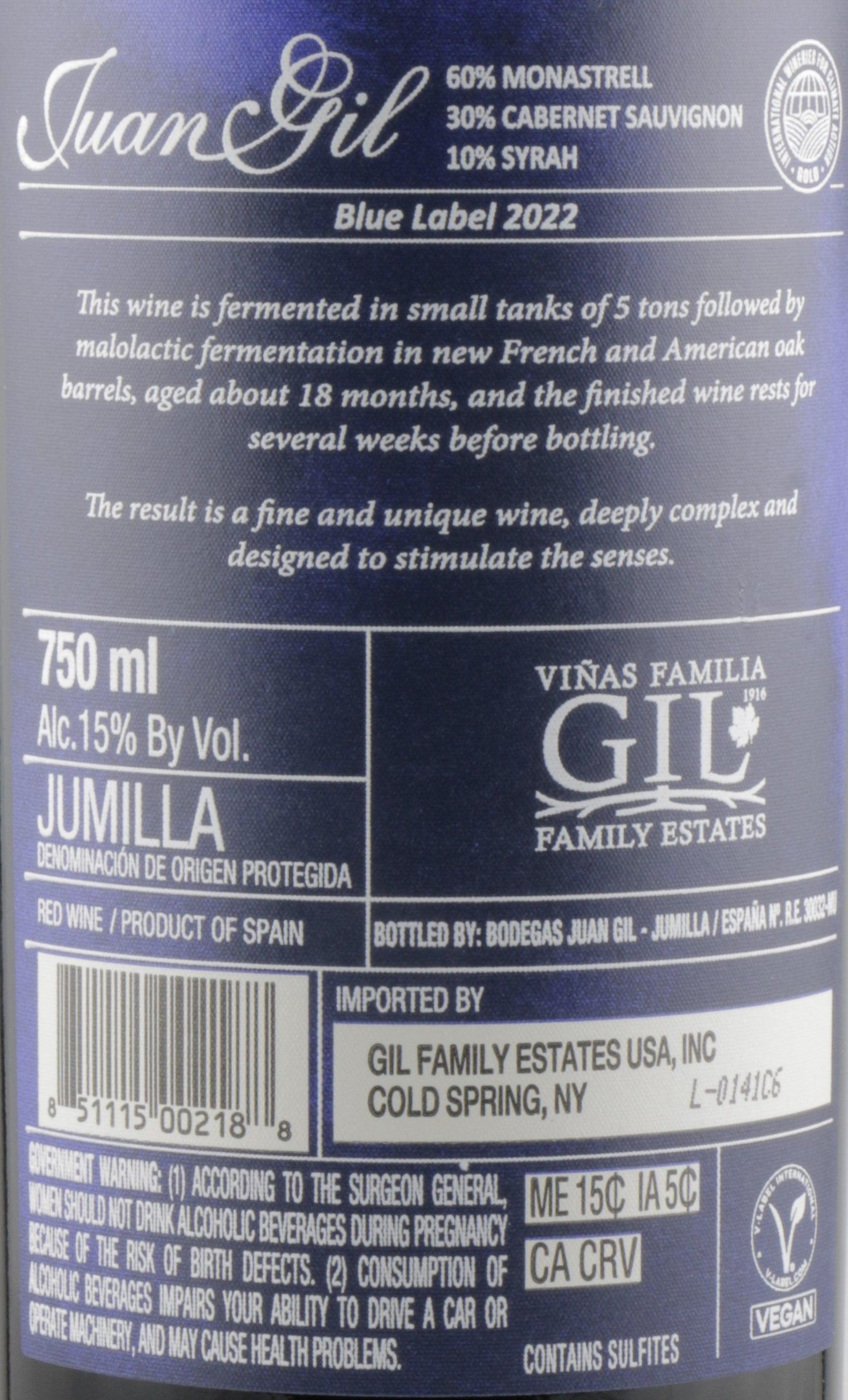 Juan Gil Blue Label 2022 | Bold Jumilla Red Wine | Monastrell Blend.