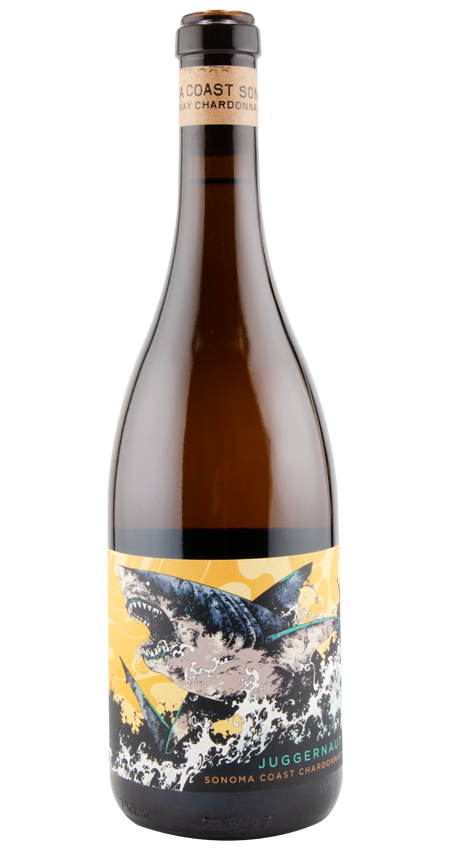 Wine bottle with a shark on it