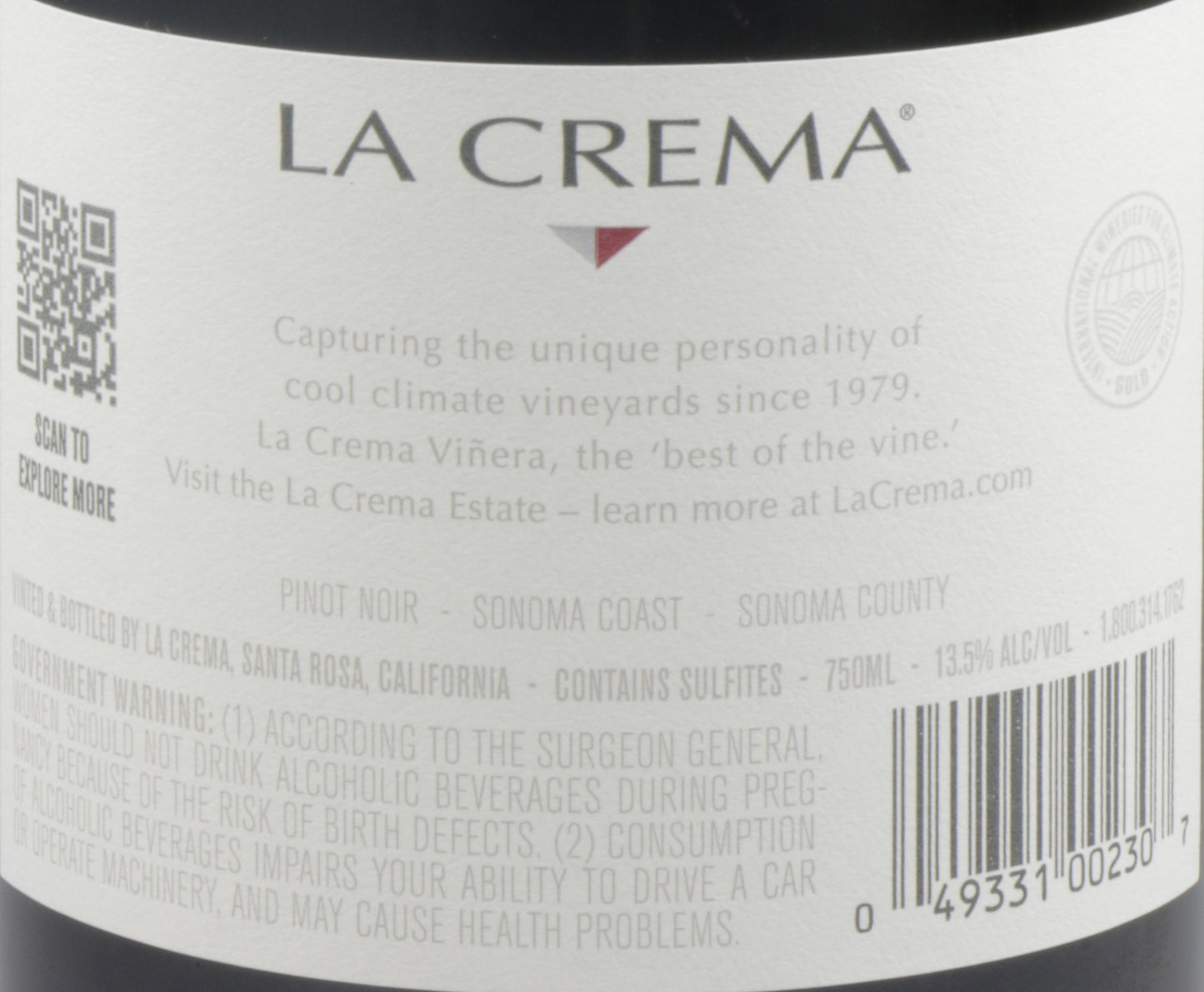 La Crema Pinot Noir Sonoma Coast 2022