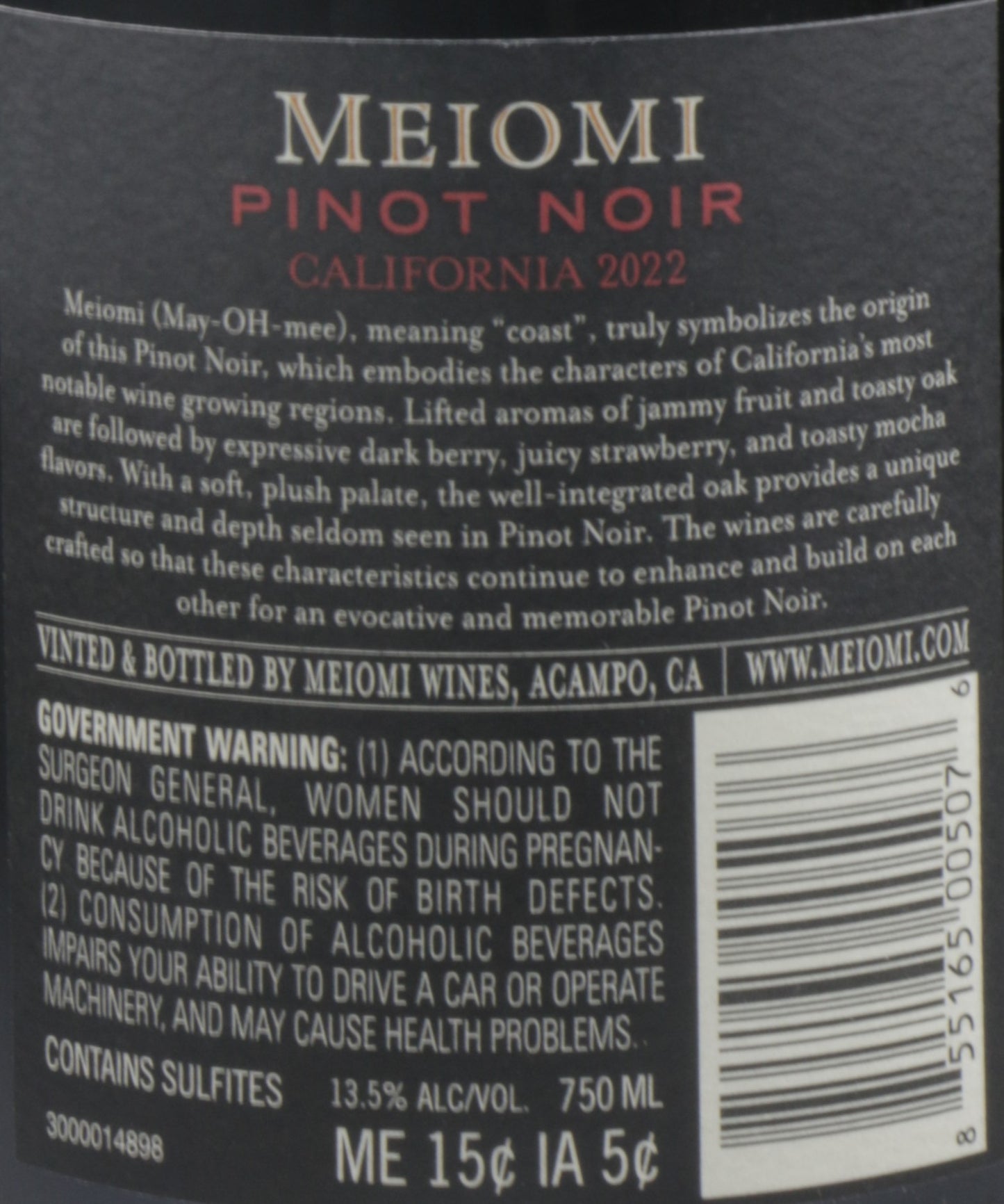 Meiomi Pinot Noir 2022 – Affordable California Red Wine