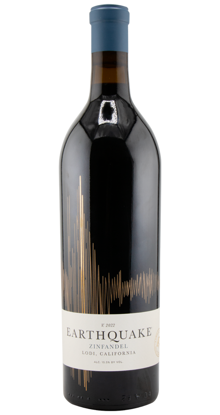 Bottle with a rector scale on it Earthquake Zinfandel