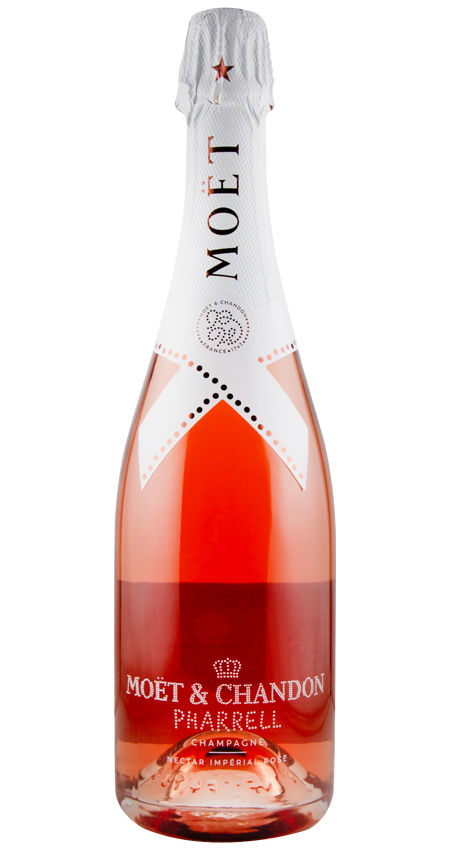 Moét & Chandon champagne bottle with red label on a white background