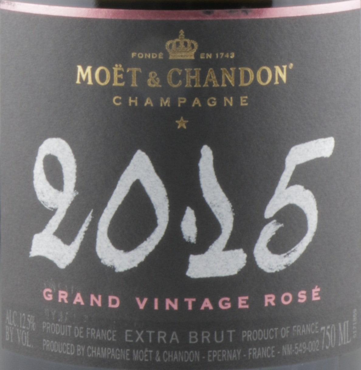 Elegant Moët & Chandon 2015 Rose champagne bottle, showcasing premium vintage sparkling wine