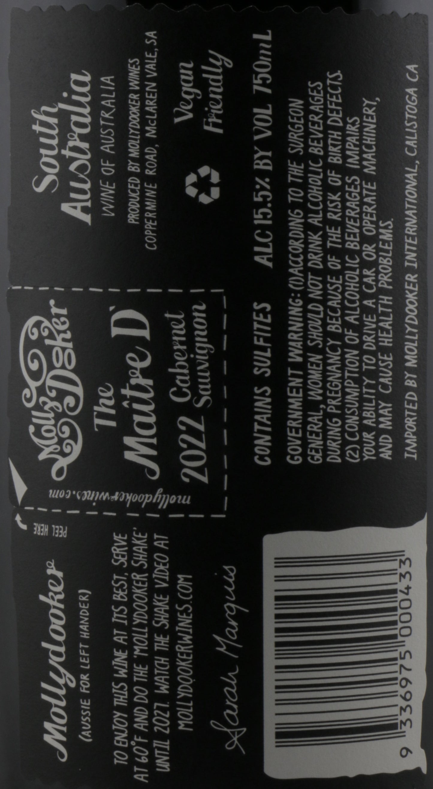 Mollydooker The Maitre D Cabernet Sauvignon 2022 | McLaren Vale Red Wine