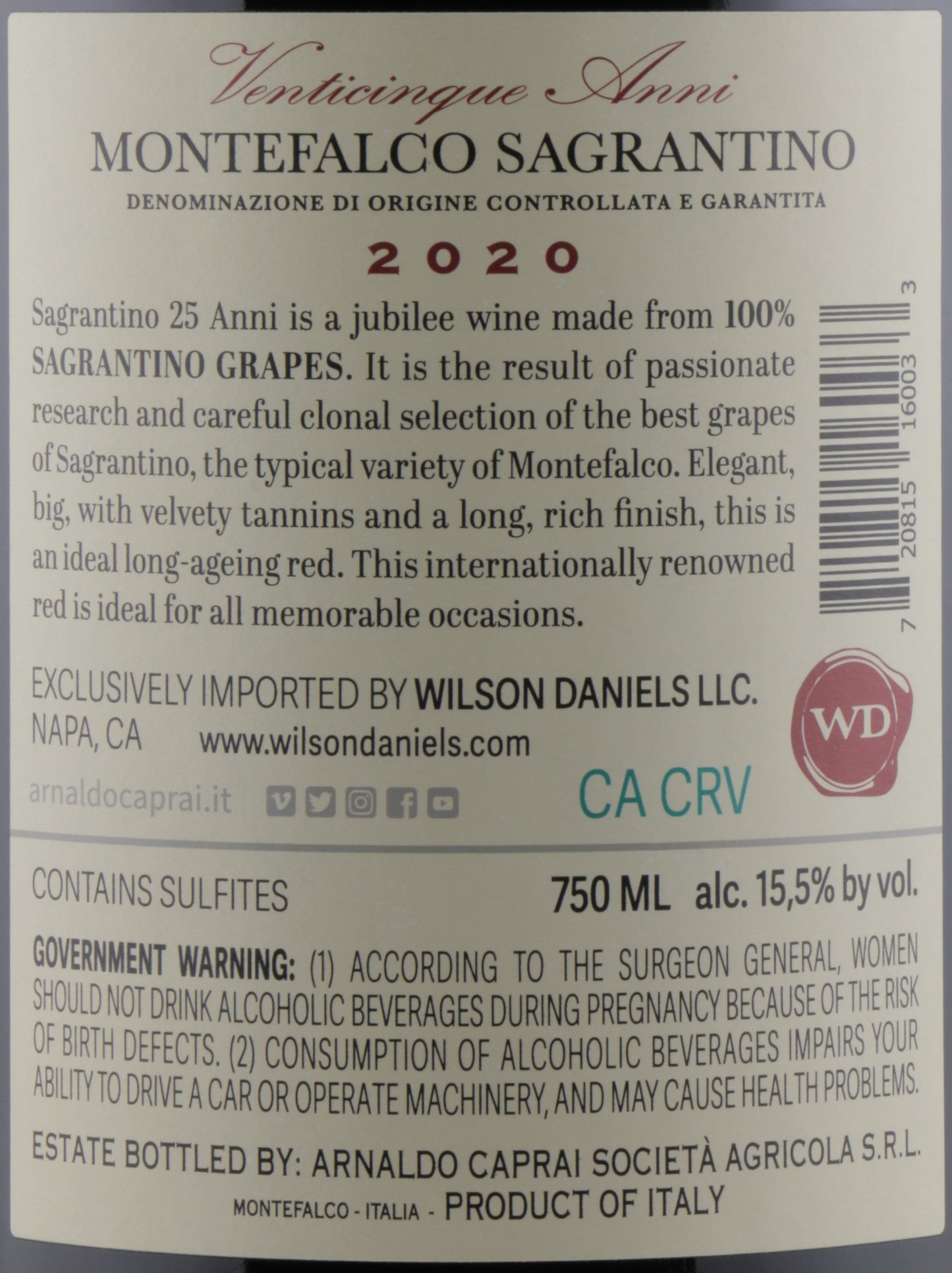 Arnaldo Caprai ‘25 Anni’ Montefalco Sagrantino DOCG 2020
