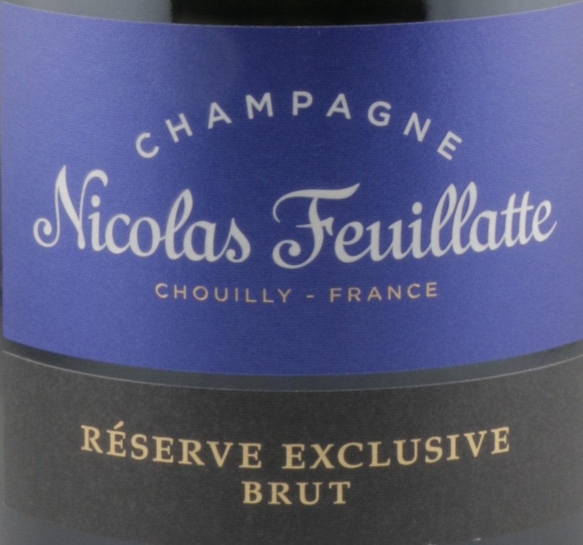 Nicolas Feuillatte Brut Champagne sparkling in a glass, showcasing premium Brut quality and elegance