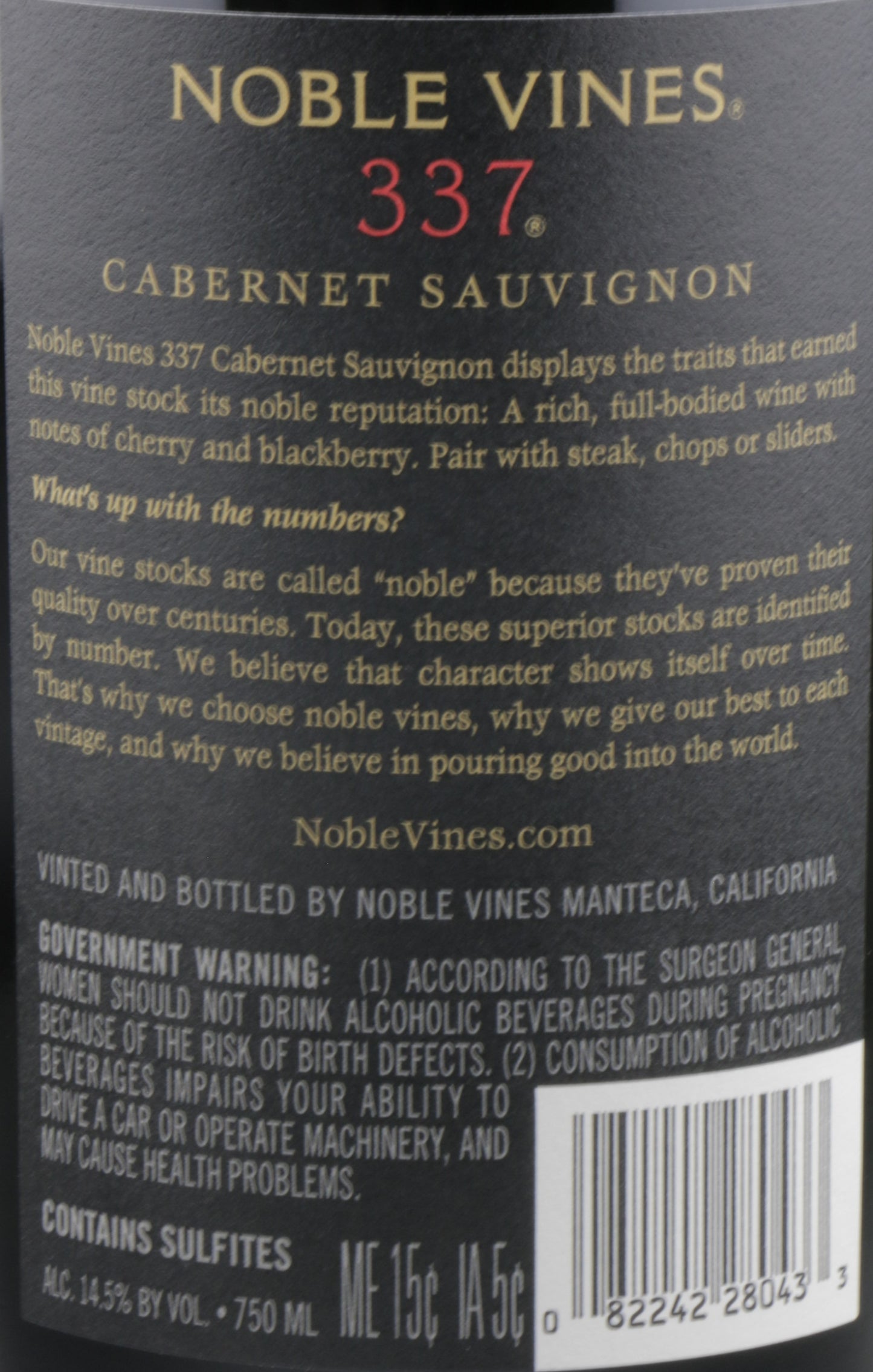 Noble Vines 337 Cabernet Sauvignon California 2021