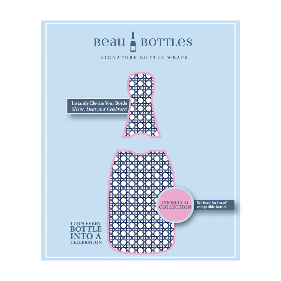 Beau Bottles Navy and White Cane Wrap - Made for La Marca & More