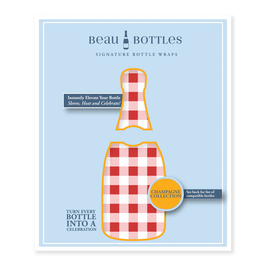 Beau Bottles Red and White Gingham Wrap – Made for Veuve & More