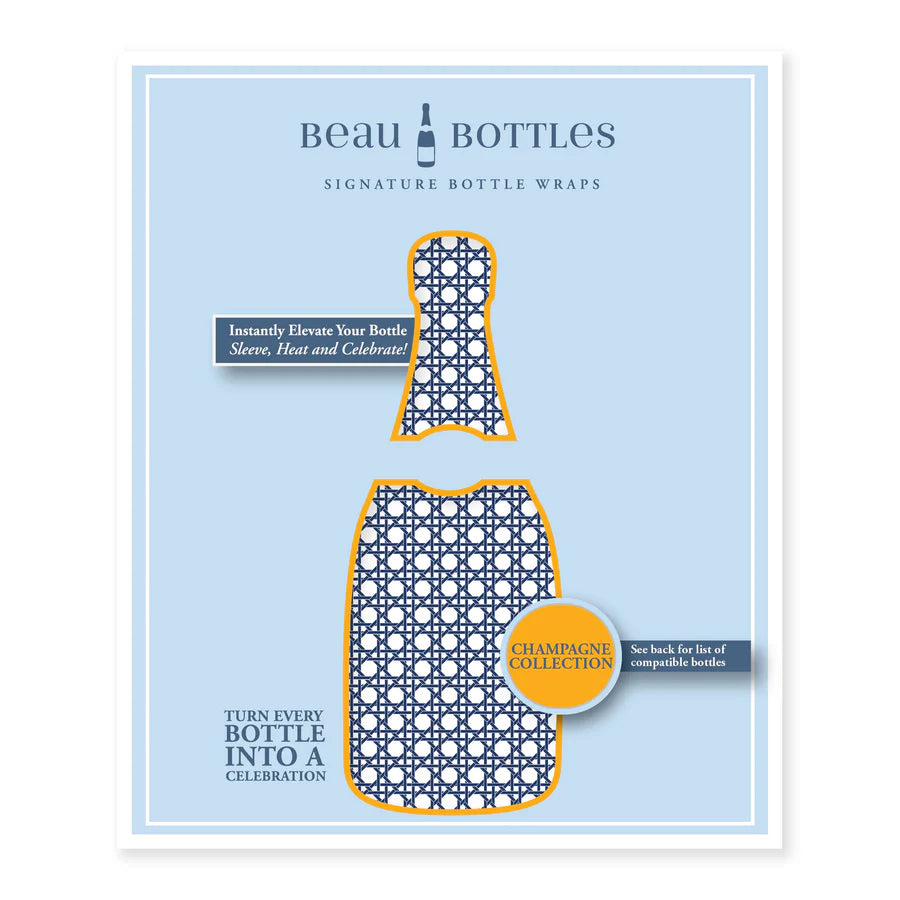 Beau Bottles Navy and White Cane Wrap – Made for Veuve & More