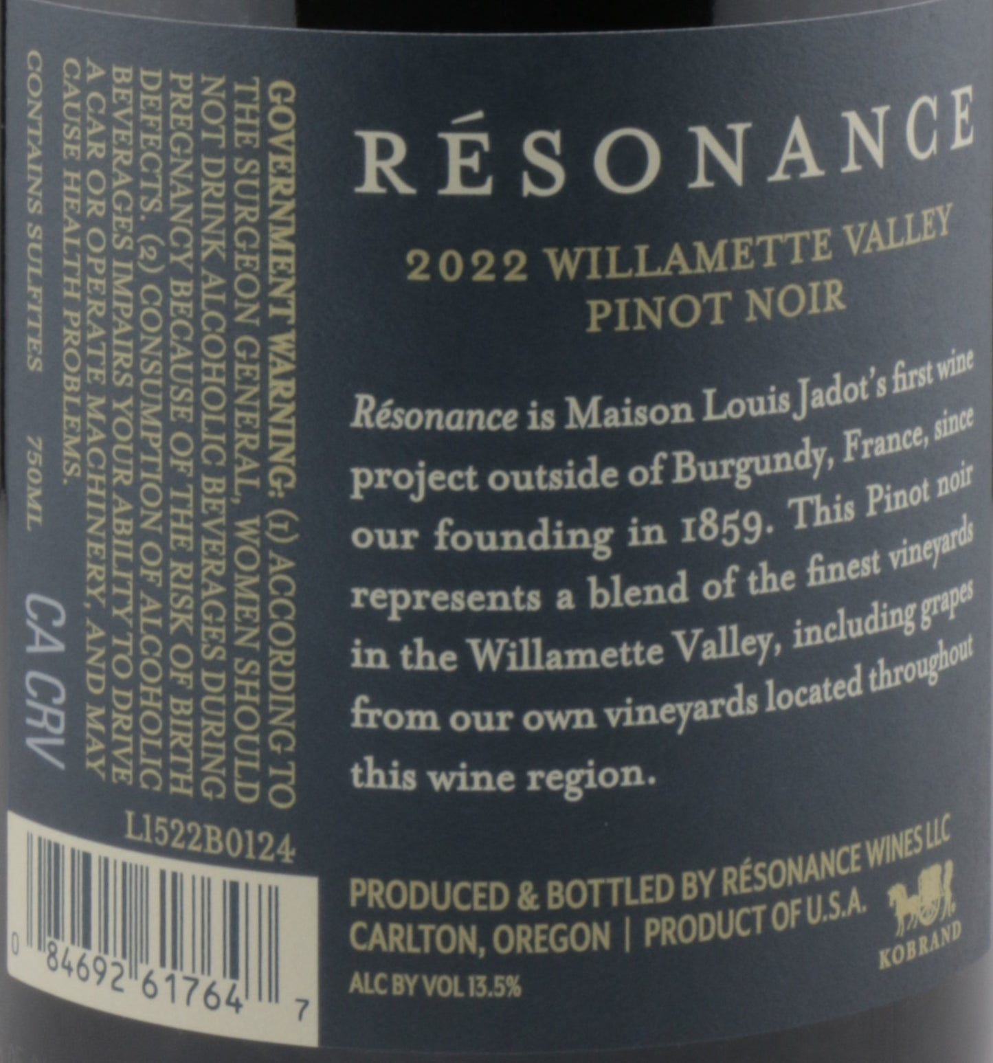 Resonance Wines Willamette Valley Pinot Noir 2022