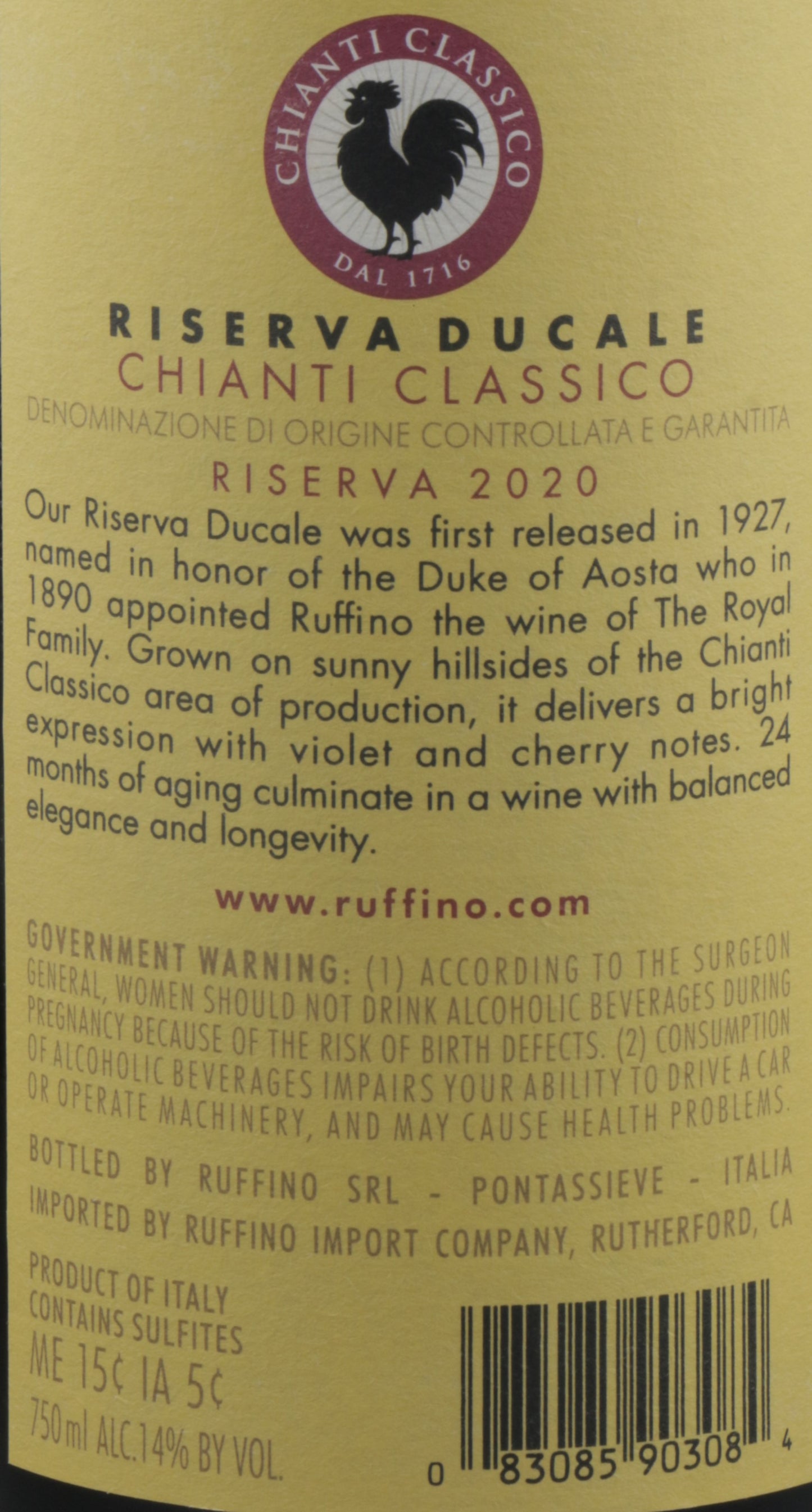 Ruffino Chianti Classico Riserva Ducale 2020 | Iconic Italian Red Wine