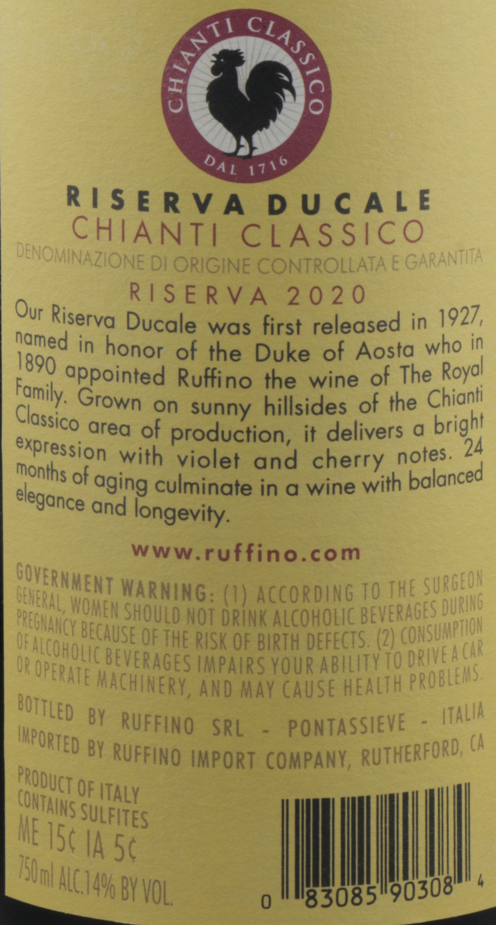 Ruffino Chianti Classico Riserva Ducale 2020 | Iconic Italian Red Wine.