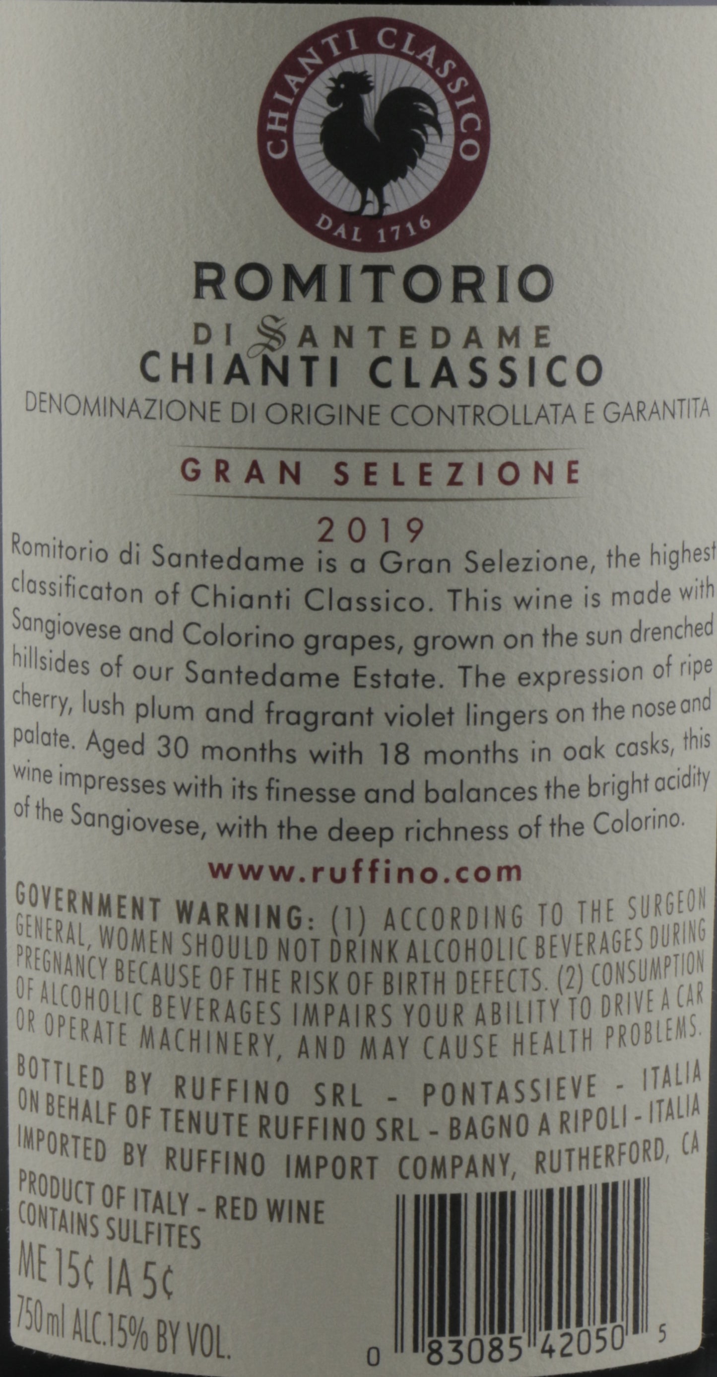 Ruffino Chianti Classico Gran Selezione Romitorio di Santedame |Tuscan Red Wine