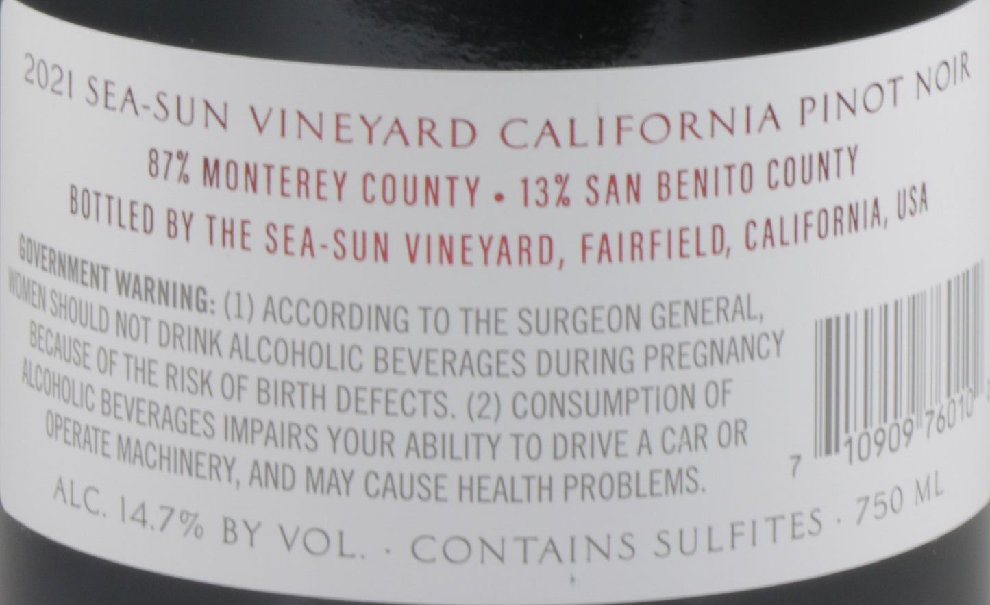 Sea Sun by Wagner Family California Pinot Noir 2021