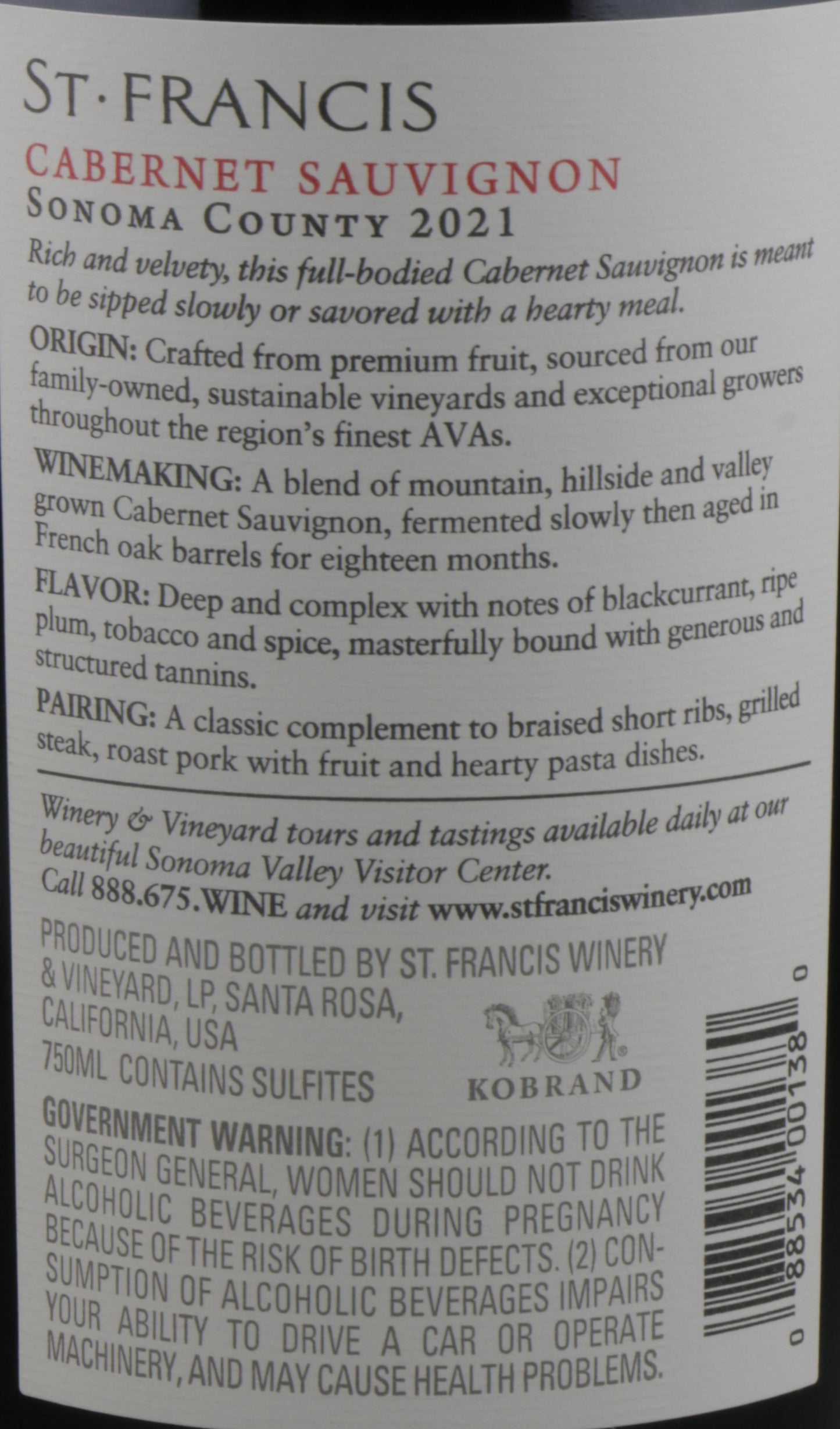 St Francis Sonoma County Cabernet Sauvignon 2021