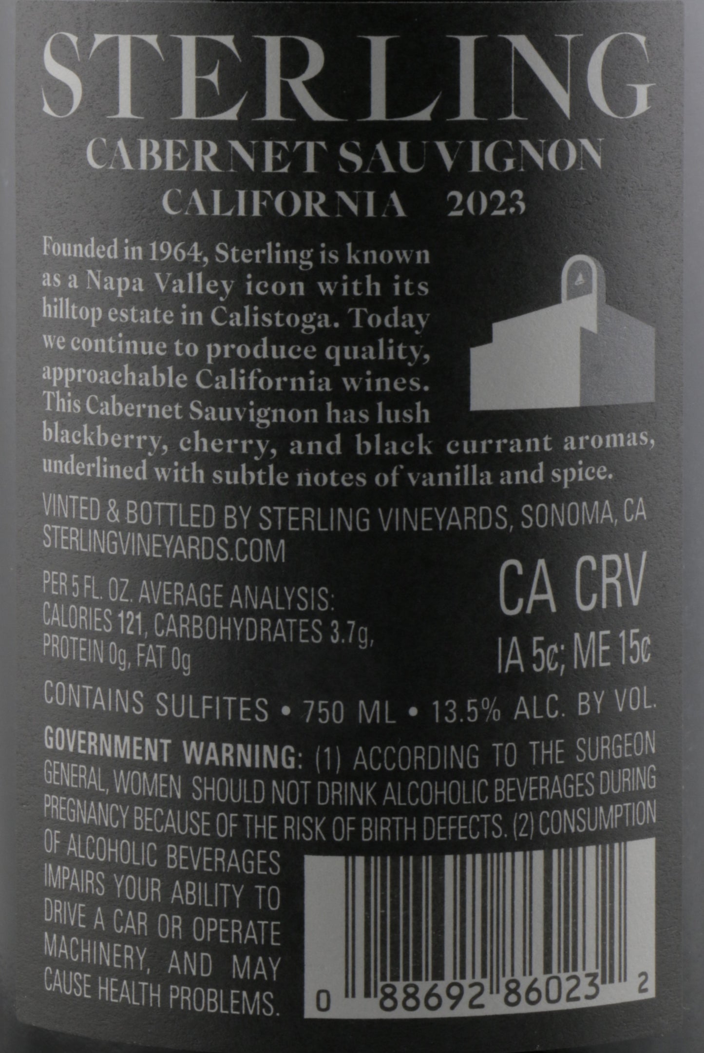 Sterling Vintner's Collection Cabernet Sauvignon – Smooth Central Coast Red