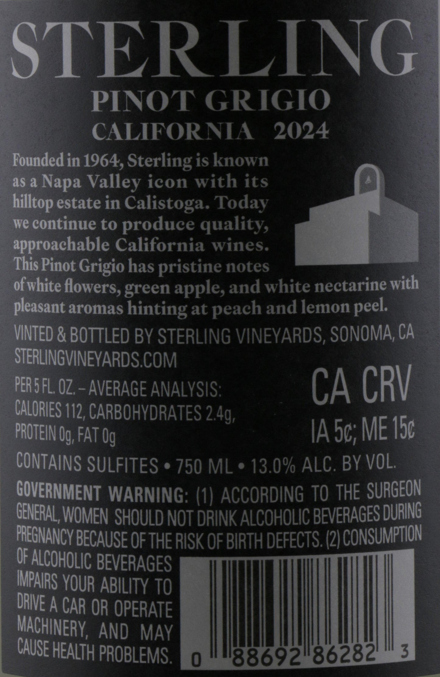 Sterling Pinot Grigio 2024 | California White Wine.