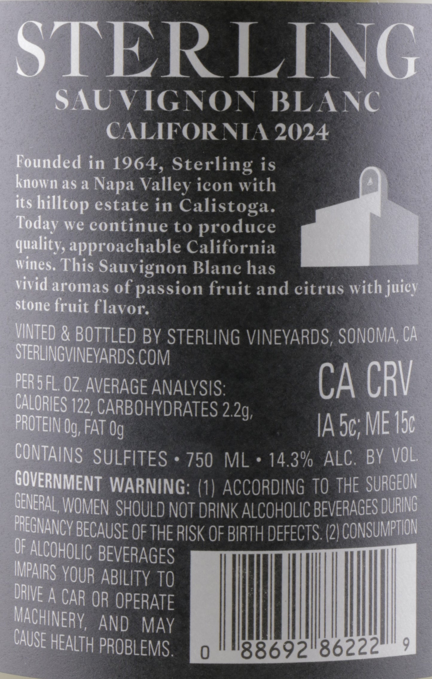 Sterling Vineyards Vintner’s Collection Sauvignon Blanc – Crisp & Refreshing Napa Valley White