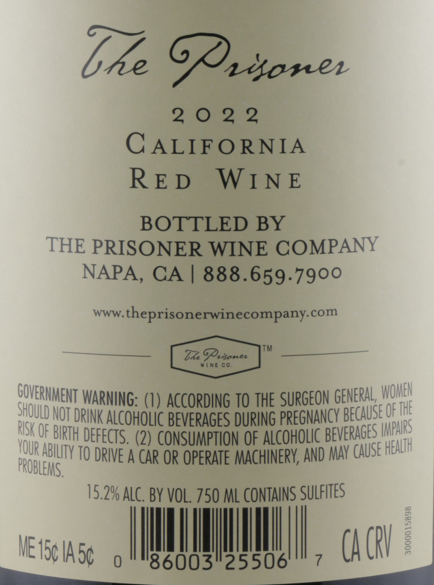 The Prisoner Red Blend 2022 | California Red Wine