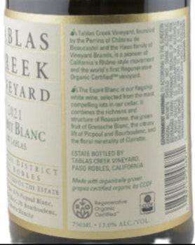 Tablas Creek's Esprit Blanc from Tablas Creek Vineyards showcasing exquisite vineyard quality and taste